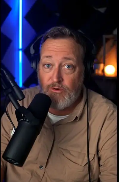 Chris Doelle recording at the microphone in his studio